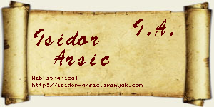 Isidor Arsić vizit kartica